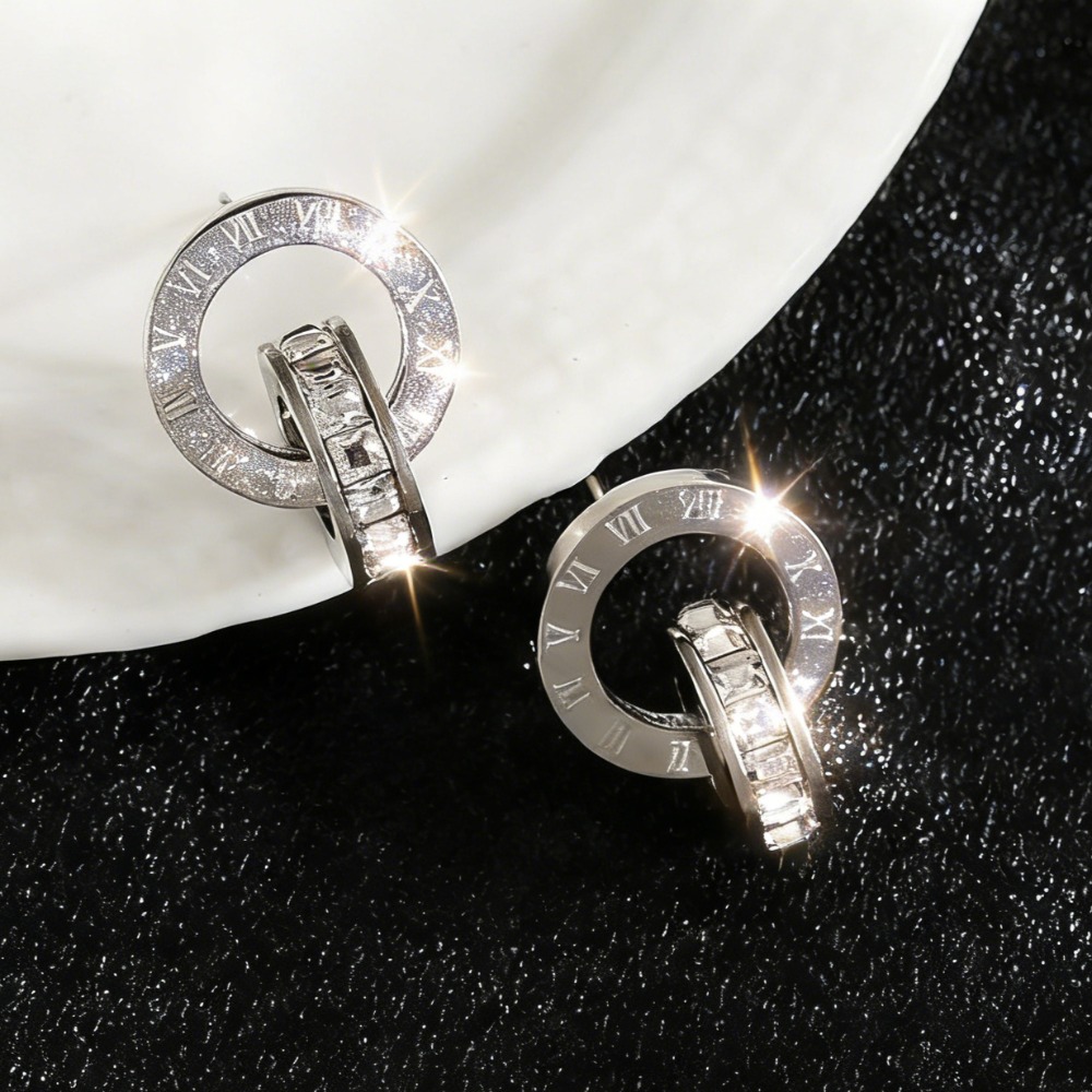 2pcs Retro Roman Numeral Earrings Set, Stylish Gift